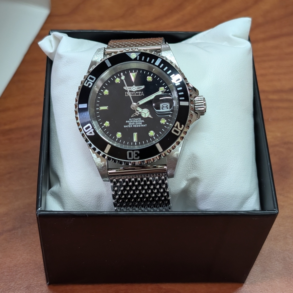 Invicta Men's Pro Diver APEX 40mm Black Dial Steel Mesh Band SS AUTOMATIC Watch